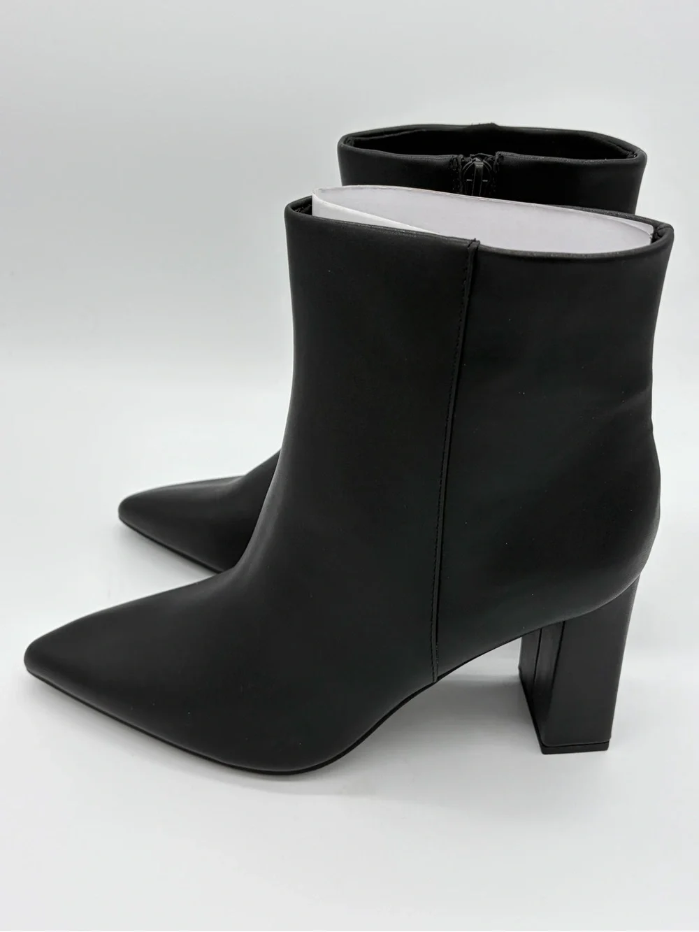 Wild Pair Black Pointed Toe Block Heel Ankle Booties